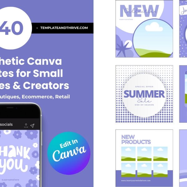 40 Aesthetic Canva Templates for Small Businesses, Boutiques, Ecommerce, Retail