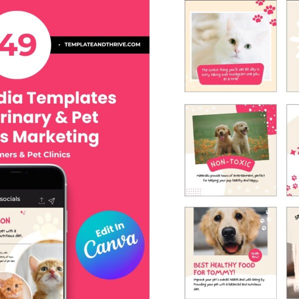Veterinary Social Media Templates for Pet Businesses | 49 Canva Templates for Vets, Groomers & Pet Clinics