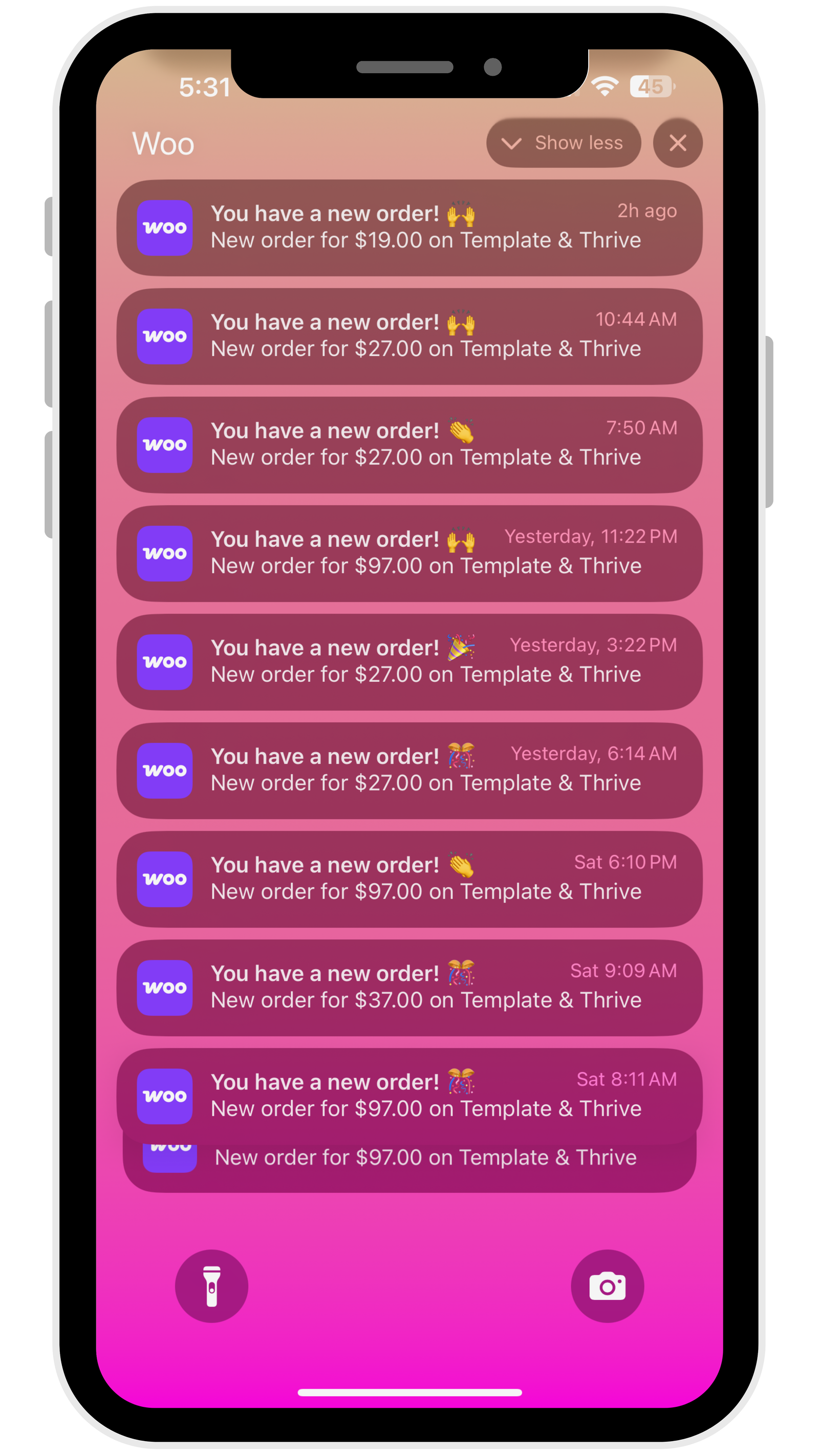 Sales notifications