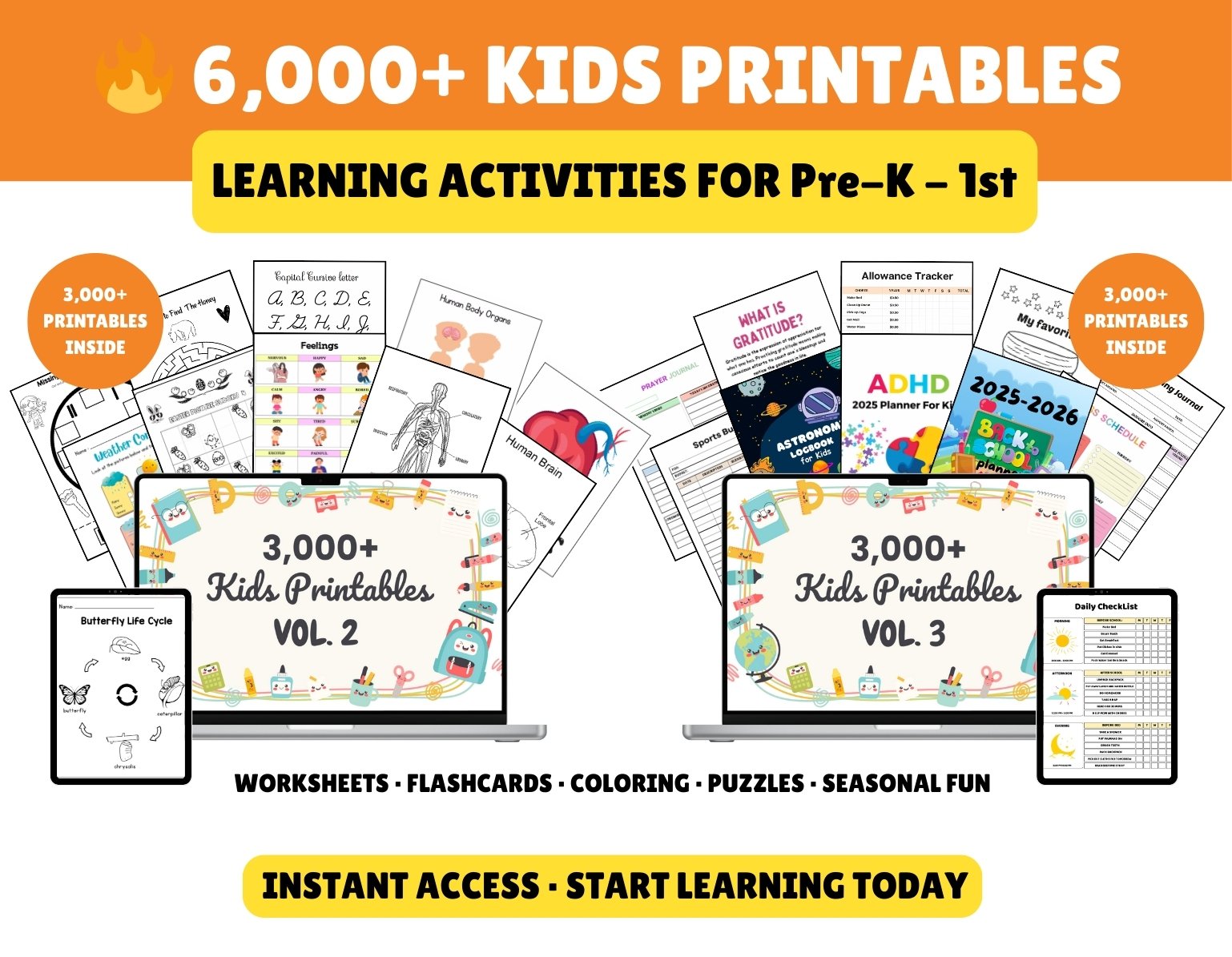 Kids Printables Mega Bundle – Volumes 2 & 3 for Pre-K - 1st