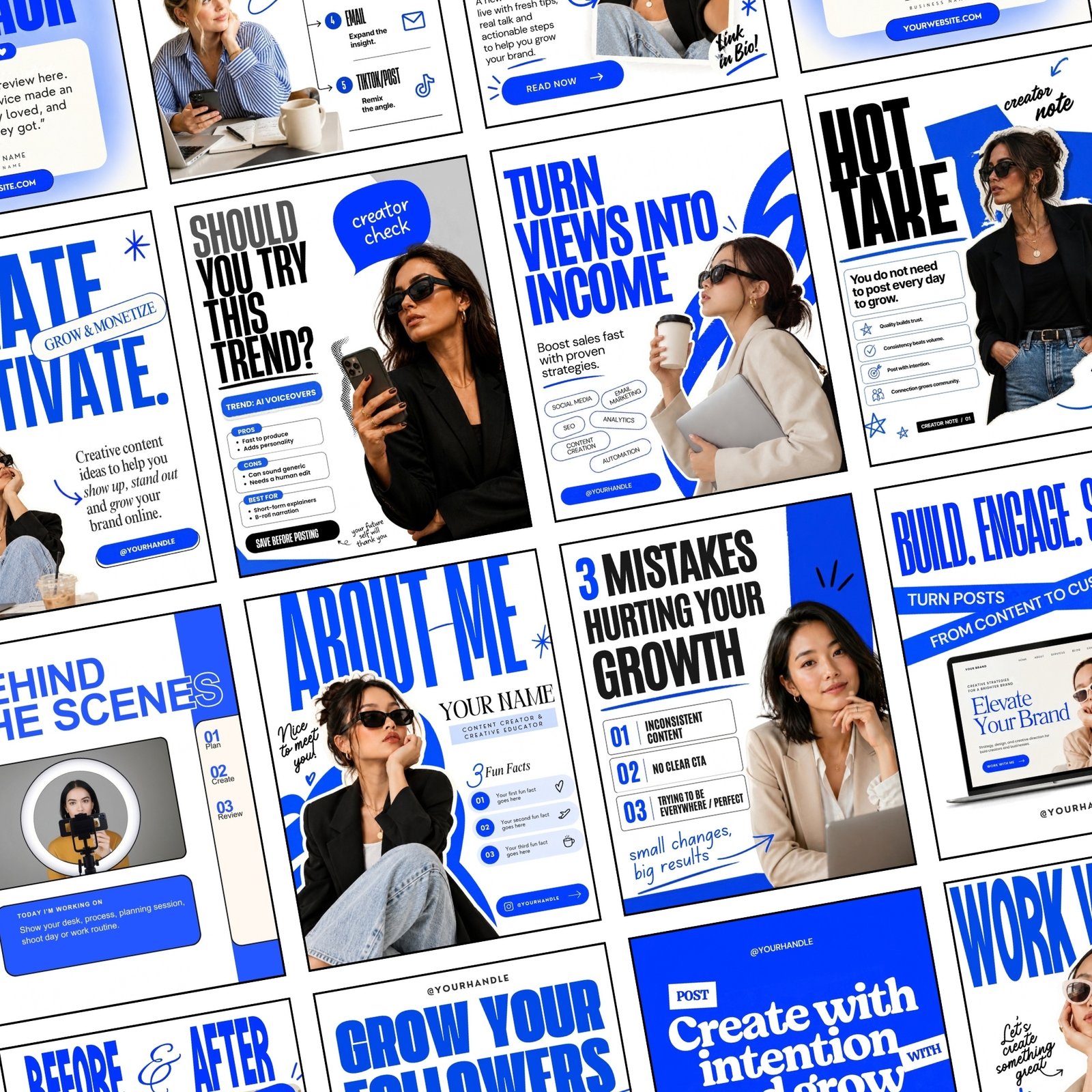 25 Electric Blue Influencer Instagram Templates
