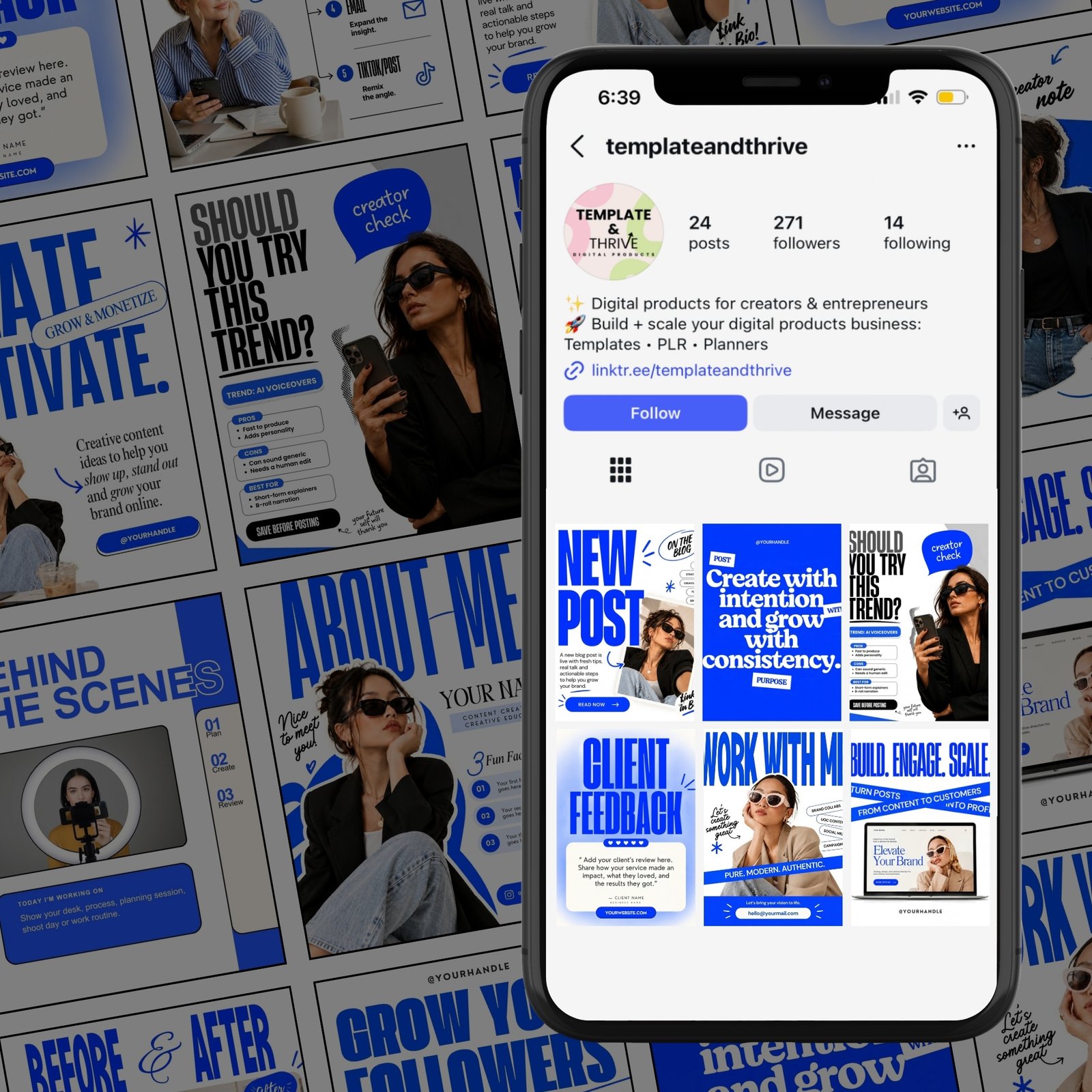 25 Electric Blue Influencer Instagram Templates - Image 2